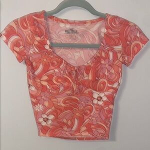 Hollister Pink Cap Sleeve Crop Blouse